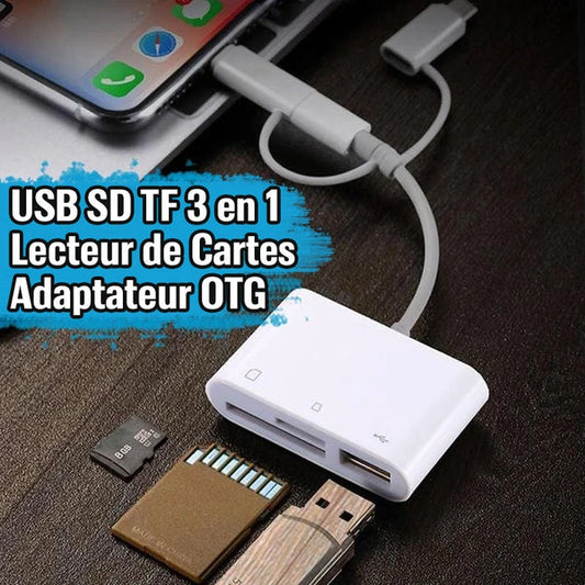 ADAPTADOR DE LECTOR DE TARJETAS SD TF USB OTG 3 EN 1